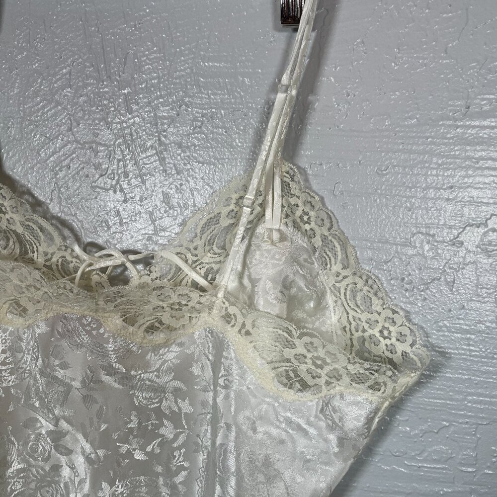 Vintage Victorias Secret Women M White Lingerie Set Gold Label Lace High Leg - Picture 9 of 11